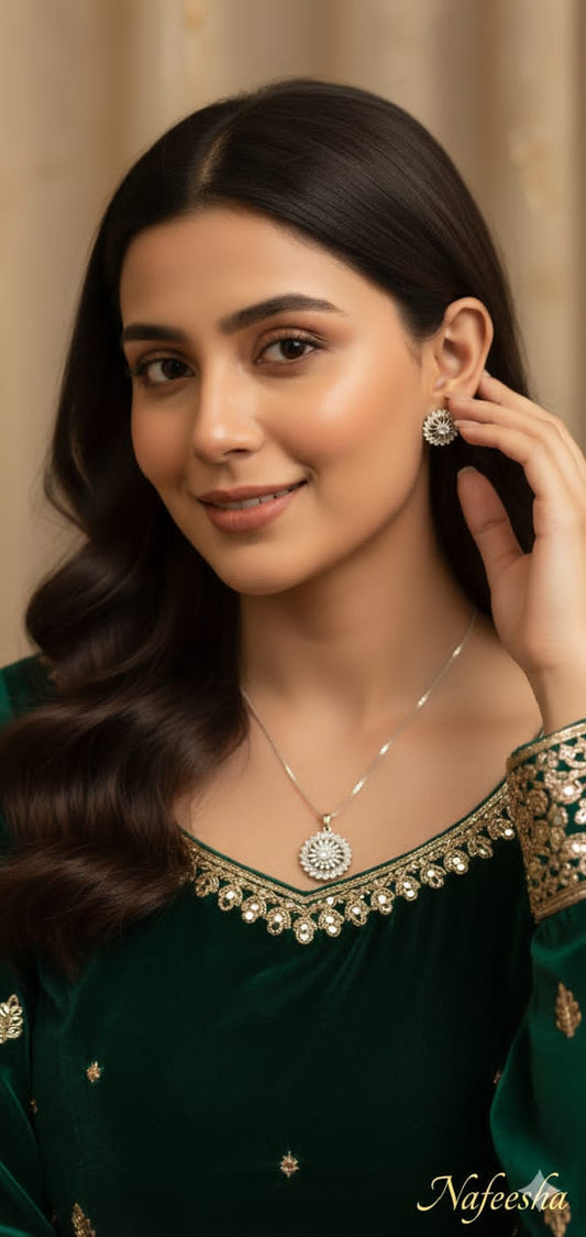 Nafeesha Silver-Plated Zirconia Flower Set