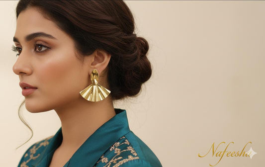 Gilded Fan Drop Earrings