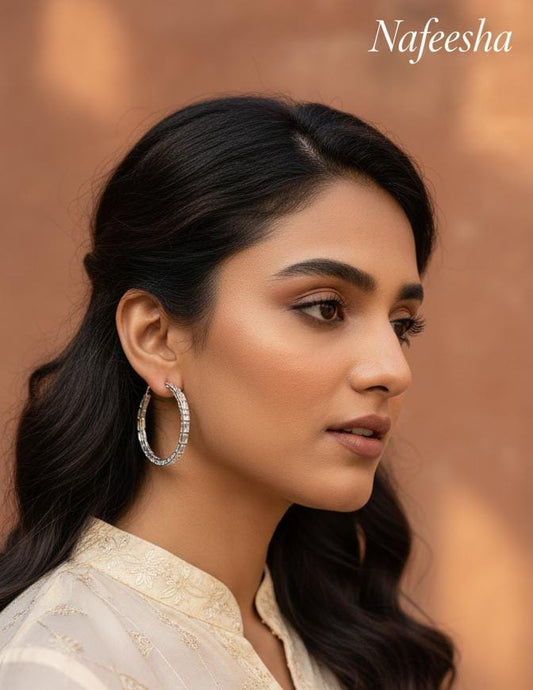 Classic Crystal-Studded Hoop Earrings
